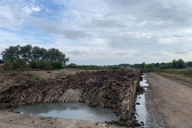 The sludge alleged to be emitting a 'foul' odour in Whilton. Photo: Paul Rigby