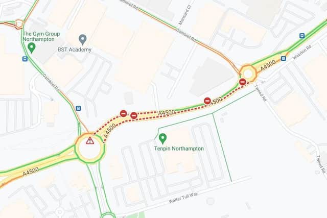 AA Travel shows the closure at Sixfields