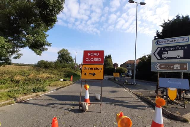 Sandy Lane is closed between the Kislingbury roundabout and the turning into Harpole