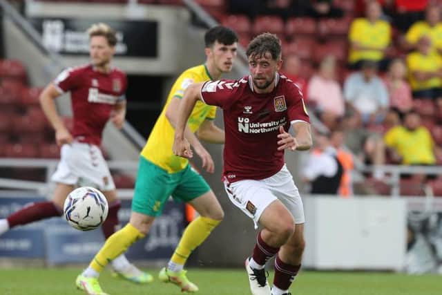 Jack Sowerby in action for the Cobblers against Swindon Town