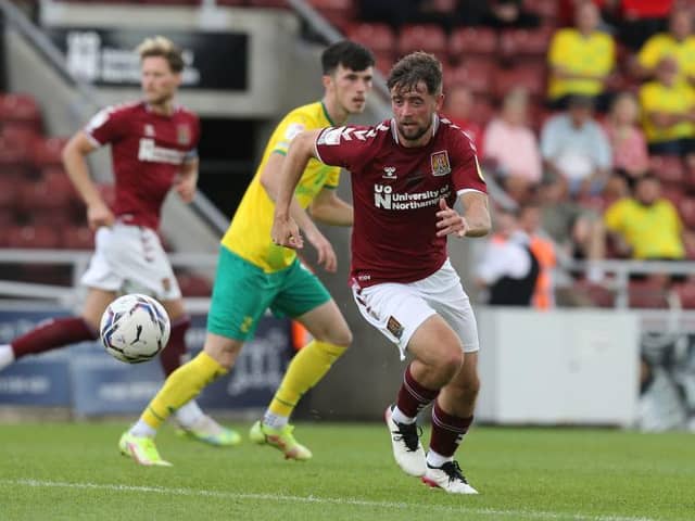 Jack Sowerby in action for the Cobblers against Swindon Town