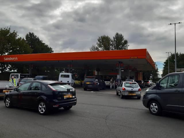 A marshall was posted at Sainsbury's to help cars in and out of the pumps