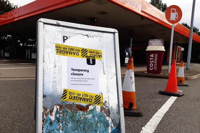 The scene outside Sainsbury's garage at around 3.30pm today (Wednesday)