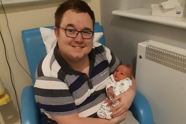 Matt with Freddie when he was born in 2019.