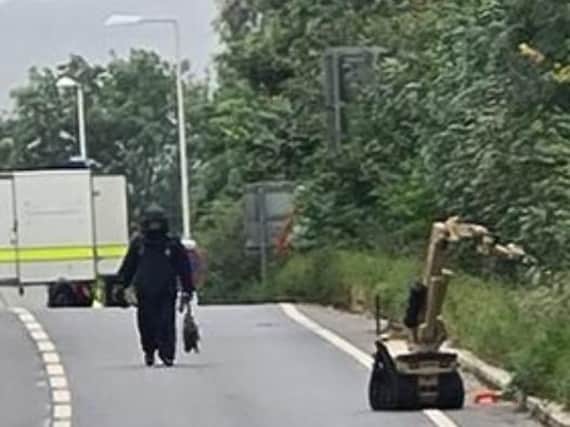 Bomb squad officers used robots to identify the suspicious item found on the A5 near Towcester