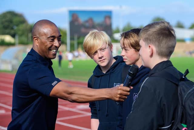 Former Olympic sprinter Colin Jackson hosted David Ross Education Trust's (DRET) Summer Cup 2021. Photo courtesy of DRET