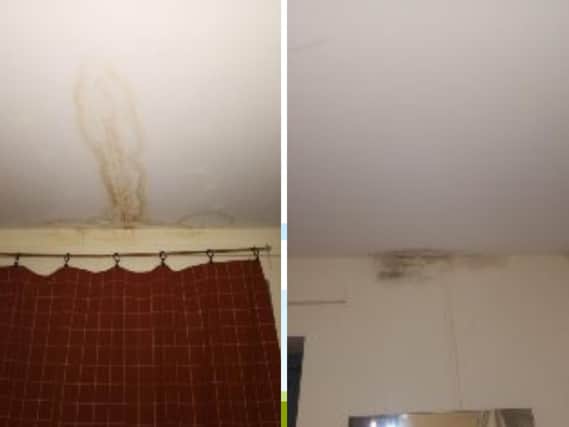 Examples of the damp caused by the leaking roof in Upton