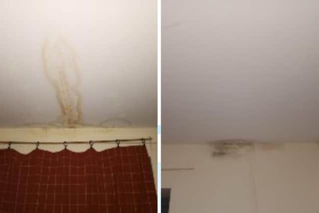 Examples of the damp caused by the leaking roof in Upton