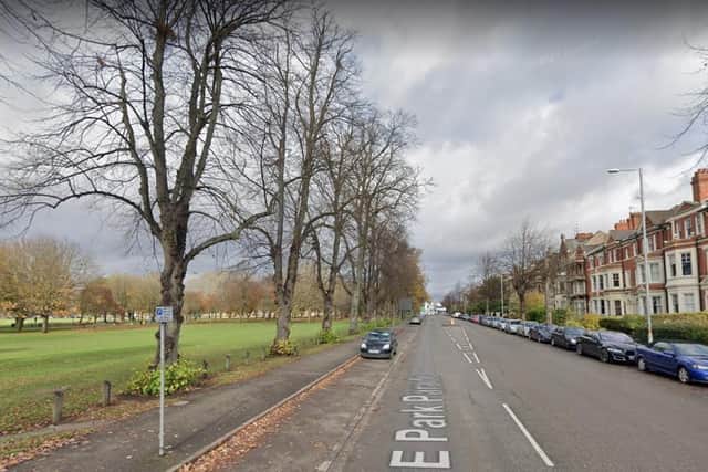 The man behaved "inappropriately" towards a woman, who was walking along Kettering Road near to The Racecourse in Northampton.