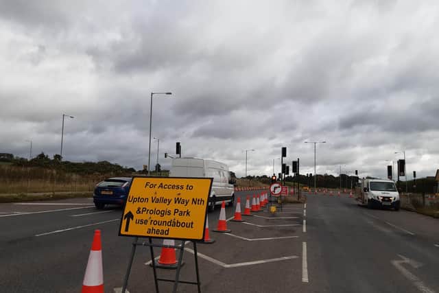 Right-turnings into Upton Valley Way North are prohibited during the works