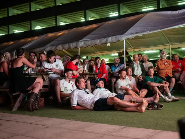 Football fans watching England vs Norway in the garden of The Black Prince in Northampton on Saturdy, July 11, 2026. Photo by David Jackson.
