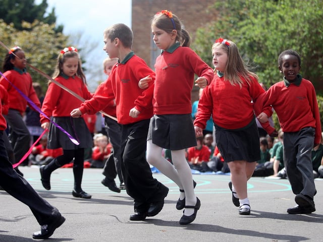 May Day celebrations at Spring Lane Primary School, including maypole dancing and the crowing of the May King and Queen by Northampton Mayor Lee Mason.