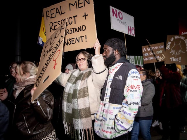 The event took place in Northampton on Friday November 2024 and saw dozens of activists march for an end to violence against women and girls.