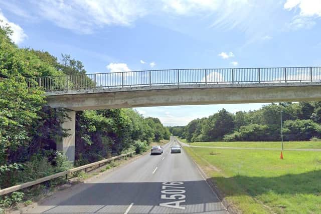 The footbridge in Talavera Way where the 'hooded' yob was lobbing bricks