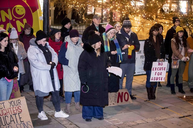 Women marched through Northampton town centre on Saturday November 25 to unite together with allies to address the global pandemic of violence against women and girls.