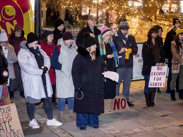 Women marched through Northampton town centre on Saturday November 25 to unite together with allies to address the global pandemic of violence against women and girls.