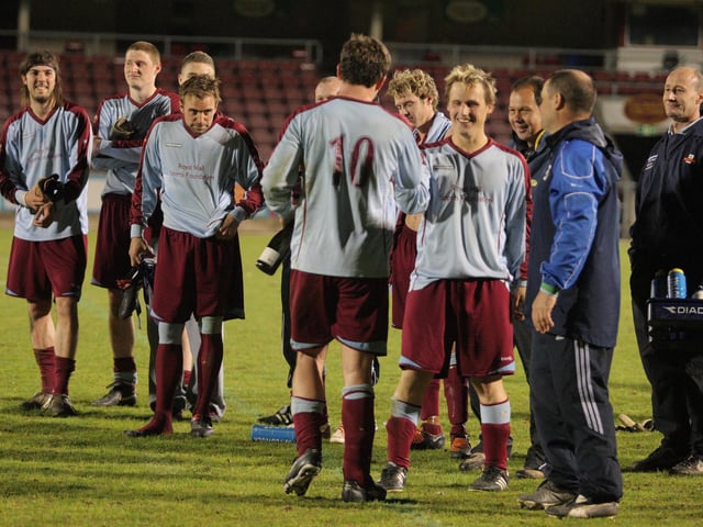 2010 - Northants Combination Premier Division Knockout Cup final, Weldon United v Great Houghton Queen Eleanor at Northampton Town FC