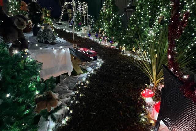 Chloe and Dan transformed their back garden into a Christmas wonderland to raise money for the Cystic Fibrosis Trust.