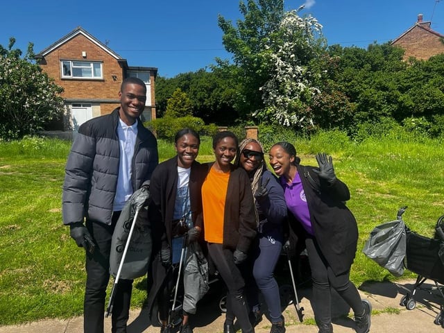 Litter picking in the local community.
