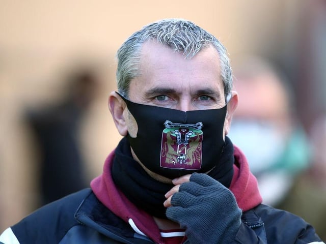 Northampton Town fans return to watch their team for the first game since 07.03.20 due to the coronavirus pandemic during the Sky Bet League One match between Northampton Town and Doncaster Rovers on December 05, 2020