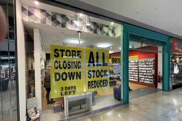 Paperchase in the Queensgate Shopping Centre in Peterborough, which is set to close on Saturday.