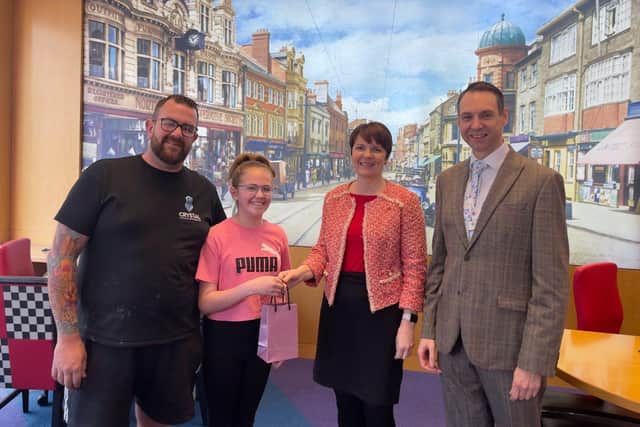 Dan Hurwood and daughter, Kerry Reynolds from Northampton BID and Cllr Daniel Lister