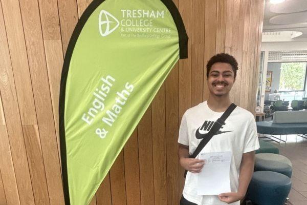 Big smiles from Tyrell Phillips at Tresham College Corby.