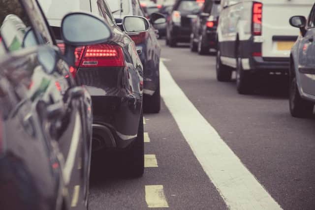 Cars stuck in traffic