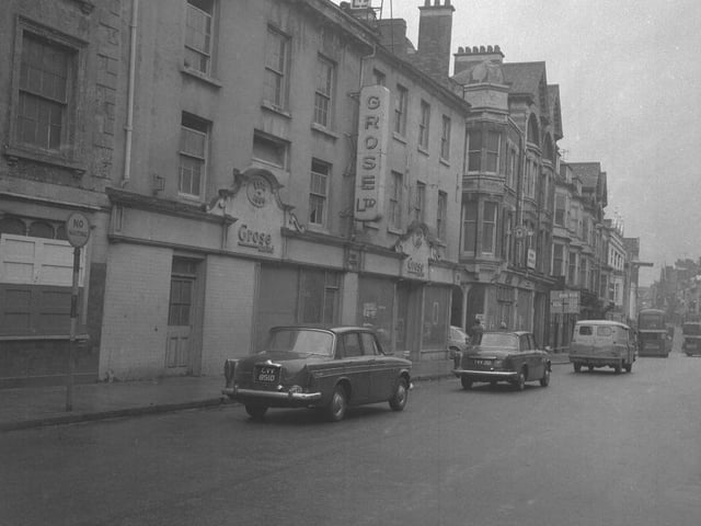 Marefair, Northampton looking towards Gold Street with Grose Ltd on the left