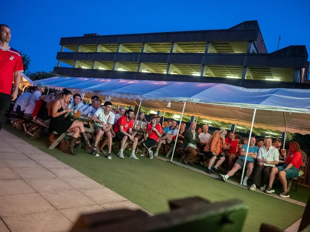 Football fans watching England vs Norway in the garden of The Black Prince in Northampton on Saturdy, July 11, 2026. Photo by David Jackson.