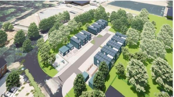 Artist’s impression of the modular homes planned for the former Lings Upper School site in Weston Favell, Northampton.