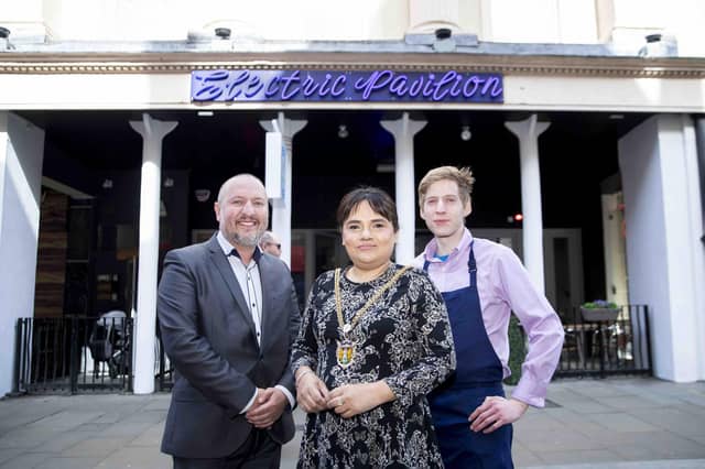 New restaurant and cocktail bar Electric Pavilion, 10 Gold St, Northampton.
L-R Paul Kuznecovs, Rufia Ashraf and Arturs Dzerins