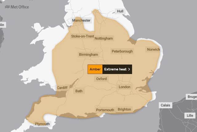 The Met Office warning issued today starts from the early hours of Thursday all the way through to Sunday night