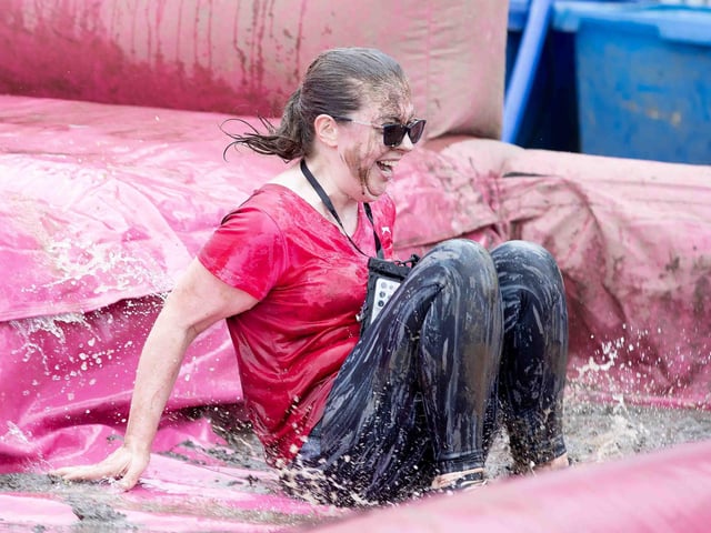 All smiles as participants tackled obstacles during Race for Life's Pretty Muddy on Saturday July 13, 2024 in Abington Park.