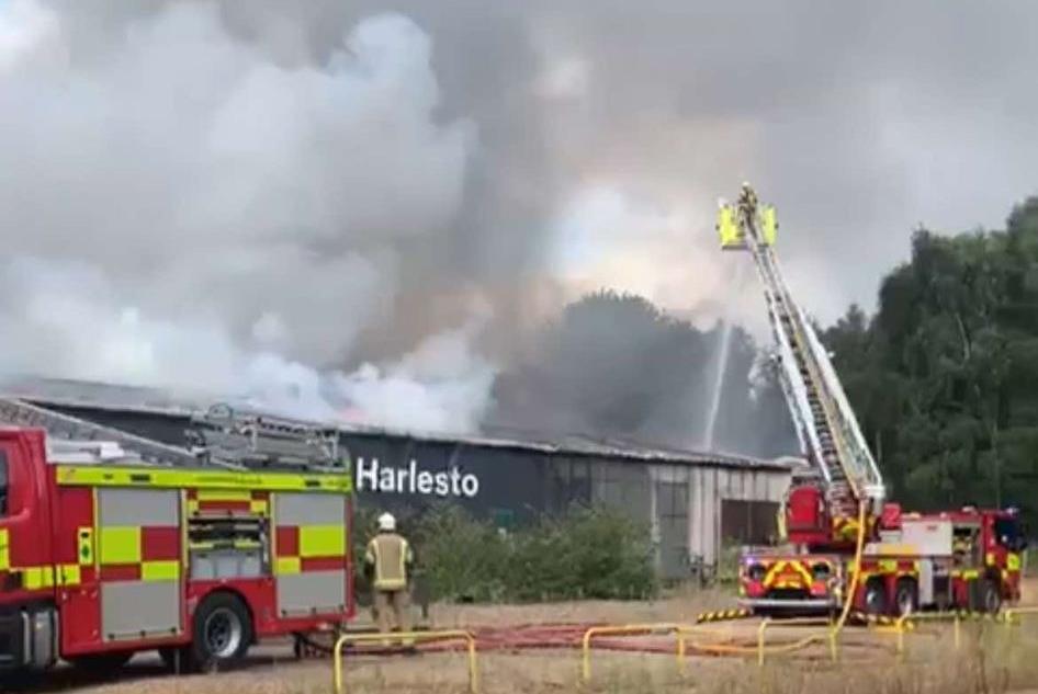 Huge fire breaks out at industrial unit at Harlestone Firs as smoke ...