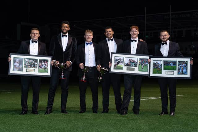 (left to right) Curtis Langdon, Courtney Lawes, Fin Smith, Joel Matavesi, George Hendy and Ollie Sleightholme (picture: Tom Kwah/Northampton Saints)