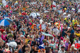 Festival goers taking part in Shambala’s annual carnival on Saturday, August 29, 2026, dressing up to showcase this year’s ‘Lyrical Genius’ theme.