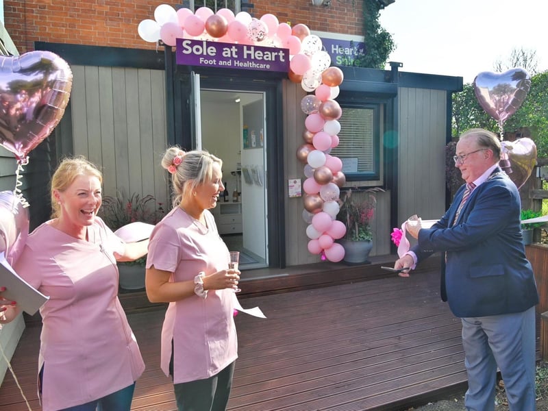 The Mayor of Daventry, Councillor Ted Nicholl, pictured at the opening event together with the Sole at Heart owners, Vicki Cooper and Nina Tobin.