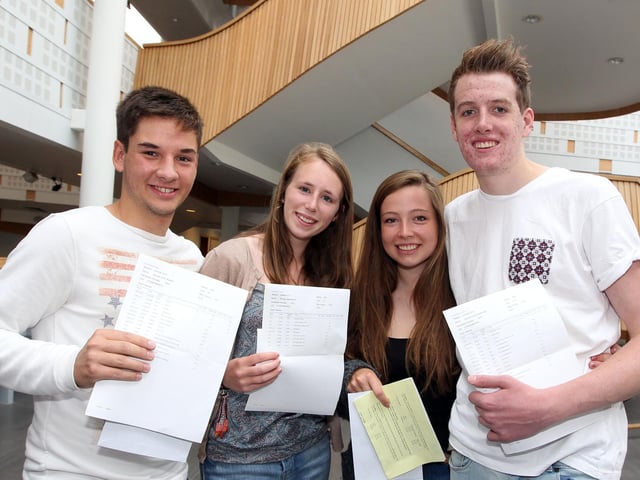 2013 - A Levels - Northampton School for Boys. L-R George Robers, Rosie Barnes, Alice Kilner and Dabn Baxendale.