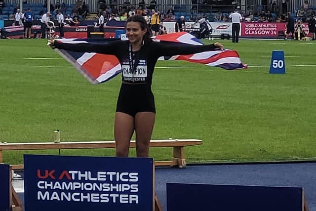Former Northampton High School student Georgie Forde-Welles celebrates after becoming a British champion!