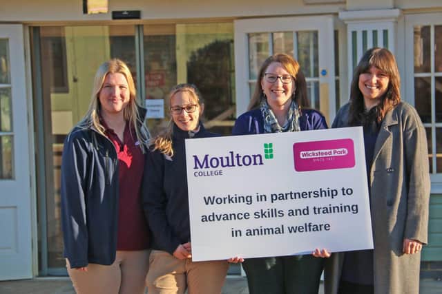 Staff and students from Moulton College and Wicksteed Park celebrate partnership