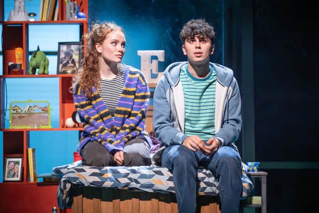 Lauren Conroy as Zoe Murphy and Sonny Monaghan as Evan Hansen. Photo Marc Brenner