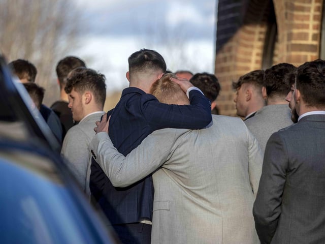 Hundreds gathered to pay their respects to the 20-year-old amateur footballer who tragically died last month