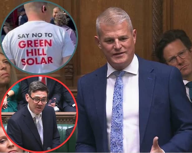 MP Stuart Andrew asked Prime Minister Andy Burnham to 'review' the proposal for Green Hill Solar Farm