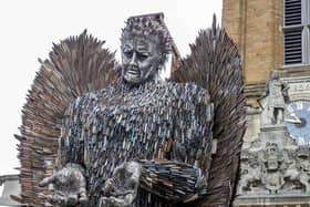 The Knife Angel statue, the national symbol against violence and aggression, visited Northampton in 2022 as part of a nationwide tour – in a bid to highlight the issue of knife crime. Photo: Kirsty Edmonds.