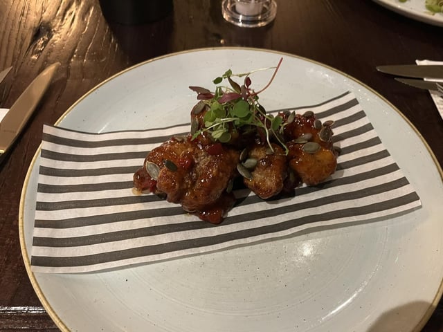 Chipotle sticky chicken with Karaage fried chicken, smoky chilli jam.