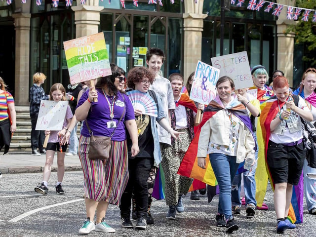 A parade made its way through the town centre before finishing at the university's Waterside campus as Northampton Pride took place on Saturday July 8, 2023.