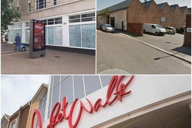 The former Tesco Metro (left, Bective Works (right), and Market Walk (bottom) have all had planning applications submitted to convert them into flats