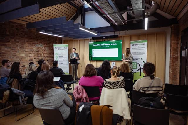 Daniel Lister and Marie Cox of Poppy Eco Hub delivering the event at Vulcan Works.