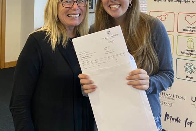 Successful Cambridge applicant, Hattie, beams with pride after receiving a sterling set of results
